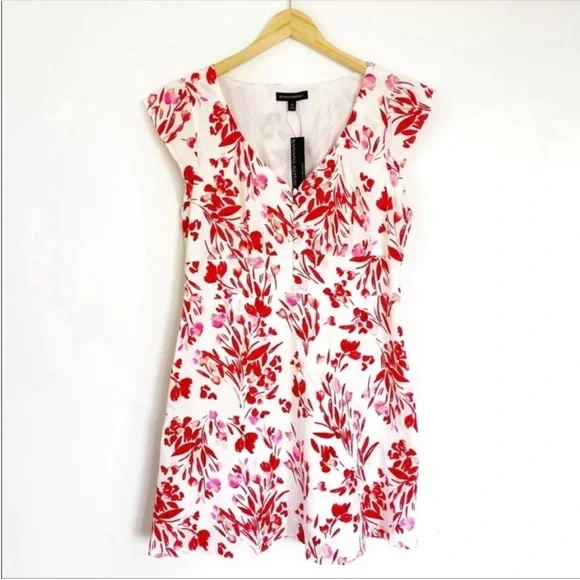 Banana Republic NWT Spring Coral Floral Linen Cotton Mini Dress - Picture 2 of 10